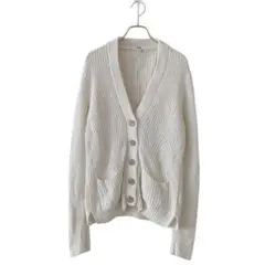 UNIQLO ユニクロ(M)Vネック コットン カーディガン/オフホワイト