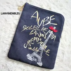 ランバンオンブルー　エッフェル塔　ネイビー　クラッチバック　セカンドバック