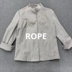 K832◯ ロペ ROPÉ 七分袖 ストライプ柄 スタンドカラー ジャケット Mのサムネイル