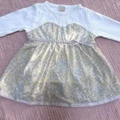 petit main 花柄リブトップス 90 春物