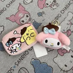 しまむら　ポムポムプリンとマイメロディーのマルチケースとマスコット2点セット