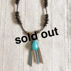 ウッドビーズ ターコイズ ネックレス