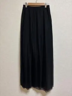 [HIROKO KOSHINO] ブラック シフォン フレアスカートのサムネイル
