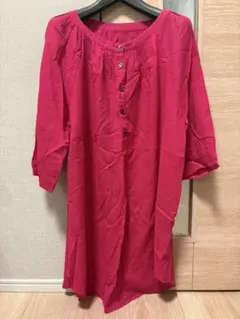 美品HUMAN WOMANピンク チュニック 七分袖のサムネイル