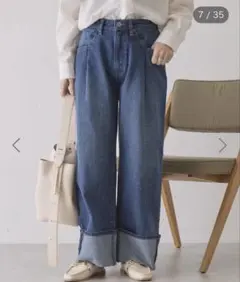 AMERICAN HOLIC ロールアップデニムパンツ ミディアムインディゴ