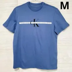 カルバンクラインジーンズ Ｔシャツ M カットソー 半袖 プリント 青 ブルー