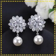 ♦︎パールピアス　キュービックジルコニア　シルバー　ブライダル 結婚式