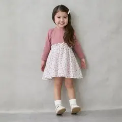 プティマイン　カット×布帛切り替えワンピース　100センチ ピンク　新品