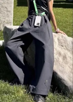 パンツ 2000's archive Black baggy slacks y2k y2k wide slacks pants 00s archive mode 黒 - メルカリ