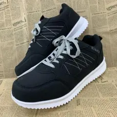 新品★レディース★24.0cm★厚底 軽量 ナイロンスニーカー 黒 3361