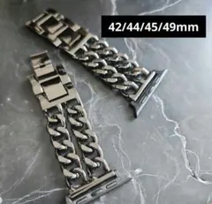 Apple Watch バンド ブラック チェーン 42/44/45/49mm