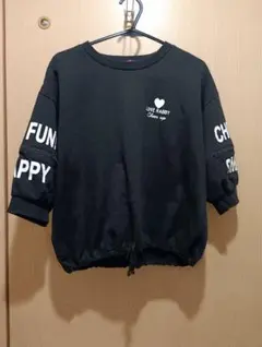 150ラブラビLOVERABBY黒七分袖トレーナーブラック