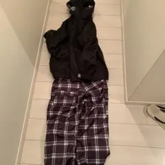 お値下げ美品INCH スノーボードウェアセット（黒×チェック柄）S