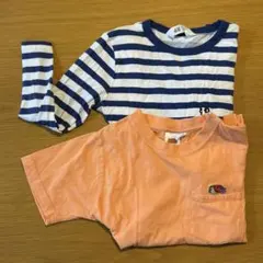 H&M ボーダー長袖＋半袖Tシャツ 120 2枚セット