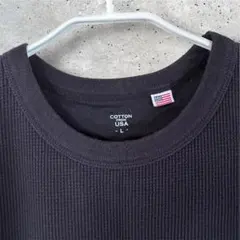 メンズ cotton from USA ワッフルTシャツ黒　L CLOSSHIのサムネイル