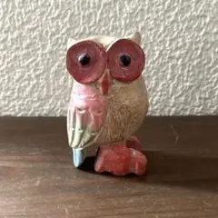 ヴィンテージふくろうオブジェ 古い木製フクロウの置物木彫り梟