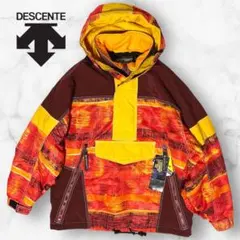 極美品　DESCENTE デサント　スノーボード　ウェア　ウ　スノボ　総柄　赤系
