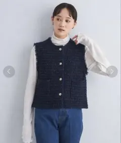 ユナイテッドアローズ ミックスチェック ツイード ニットベスト ジレ