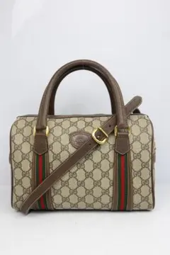 超美品　グッチ GG シェリーライン GG 2way ブラウン ショルダーバッグ