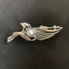 【15】グレーカラーのパールブローチ　ヴィンテージ　エレガント