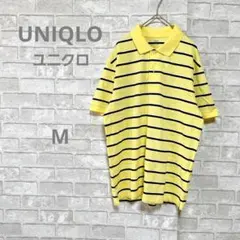 ユニクロ ドライカノコポロシャツ M イエロー ボーダー トップス メンズ 半袖