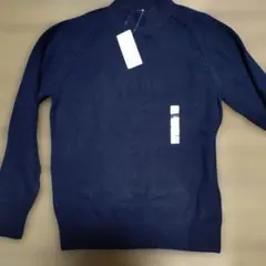 ネイビー リブ編み ニットセーター Mユニクロ