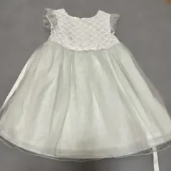 petit main フラワーチュールワンピース 90cm グリーン　ドレス