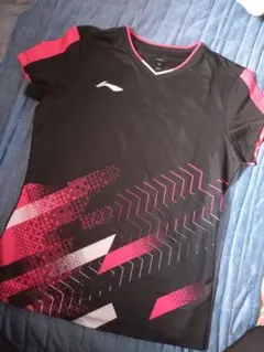 LI-NING バドミントン ゲームシャツ ブラック ピンク Mのサムネイル