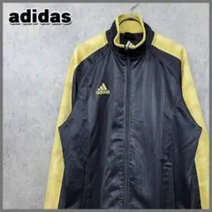 古着 アディダス 刺繍ロゴ ライン ジャージ ブラック×ゴールド 90s