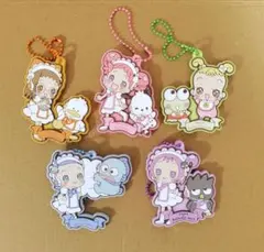 サンリオ　はぴだんぶい✕おジャ魔女どれみ　スペシャルラバーマスコット５個セット