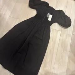 【新品】MOUSSY/マウジー　黒ボリュームスリーブワンピース　S