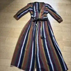 美品 ZARA trf collection ストライプ ロングワンピース S