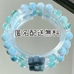 トレロアイト&ラリマー&ブルーフローライト　ブレスレット　内径約16cm