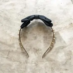 リボン付きブラックヘアバンド