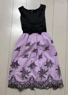 黒と薄紫のノースリーブワンピース 150cm 発表会ワンピース