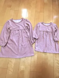 西松屋　女の子ワンピース　姉妹お揃い　120 90 長袖ワンピース　ピンク