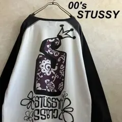 00's ステューシー Sクラウンロゴ ラグランスリーブ 両面ロゴtシャツ L