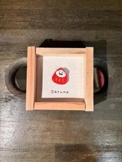 シーグラスアート　だるま　木製フレーム付