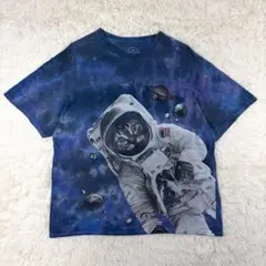 DOM スペースキャット グラフィックTシャツ タイダイ XL アニマル 猫 紺