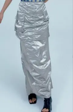 【LILY BROWN】カーゴスカート　シルバー