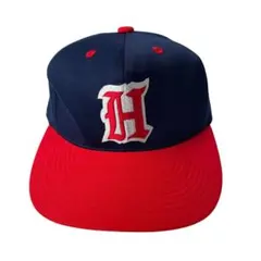 90s ベースボールキャップ Hロゴ ネイビー×レッド 日本製 58cm