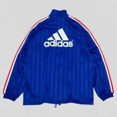 【希少】90s アディダス トラックジャケット デカロゴ 刺繍 青×赤×白　M