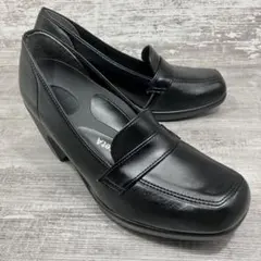 667【展示未使用】Re:getA ローファーパンプス 黒ブラック　Sサイズ