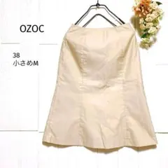 A058.オゾック/膝丈スカート【小さめM】38/ベージュ/黄土色/大人可愛い