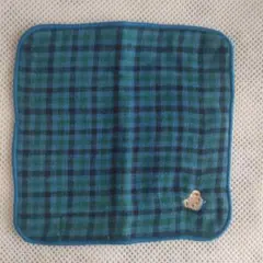familiar 青系チェック柄　タオルハンカチ