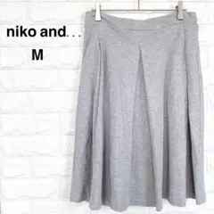 【ニコアンド】グレー ひざ丈 スウェットスカート ウエストゴム m4189