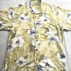 Tommy Bahama アロハシャツ シルク100% イエロー ×ハイビスカスのサムネイル
