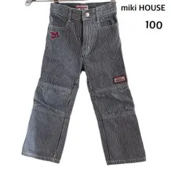 ❤️ miki HOUSE 男児 長ズボン 100 ストライプ 黒白