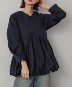 美品✨SENSE OF PLACE バルーンドッキングカットトップ　NAVY