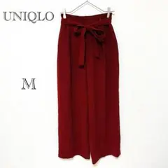 m*u様 ユニクロ UNIQLO ワイドパンツ 【M】ハイウエストリボン オール